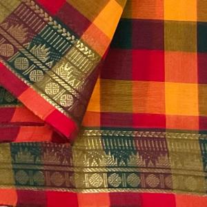 Kanchi cotton 80 count Red checks